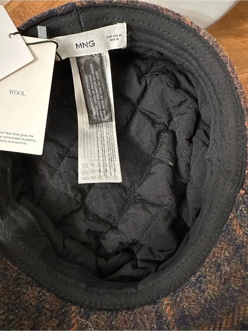 Mango Wool Blend Plaid Newsboy Cap Medium Chic Baker Boy Cabbie Hat Classic NWT